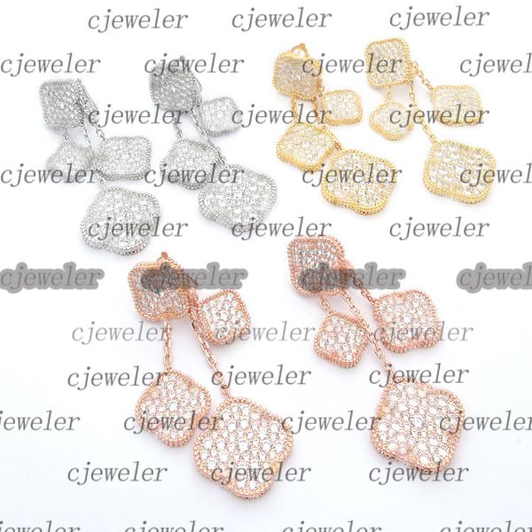 Orecchini a bottone con ciondolo lettere Vc 4 intagli in agata rossa a quattro foglie orecchini a fiore doppio trapano pieno donna argento oro 18 carati fritillaria con diamante singolo lusso da donna