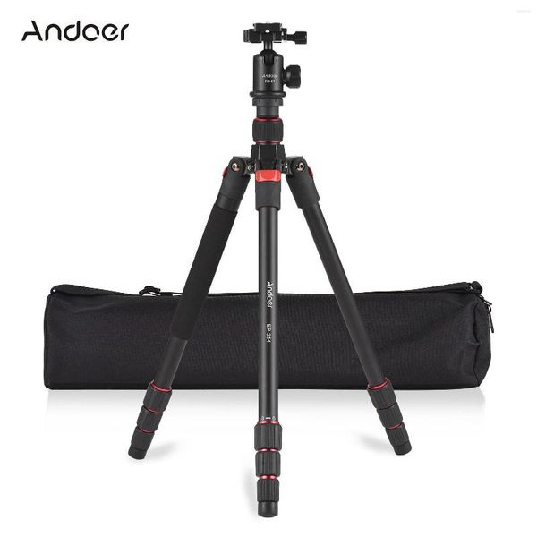 Tripés Andoer 153cm Câmera portátil Tripod Stand Aluminum Alumin Monopod Monopod 10kg Pay Carry Bag para smartphone DSLR