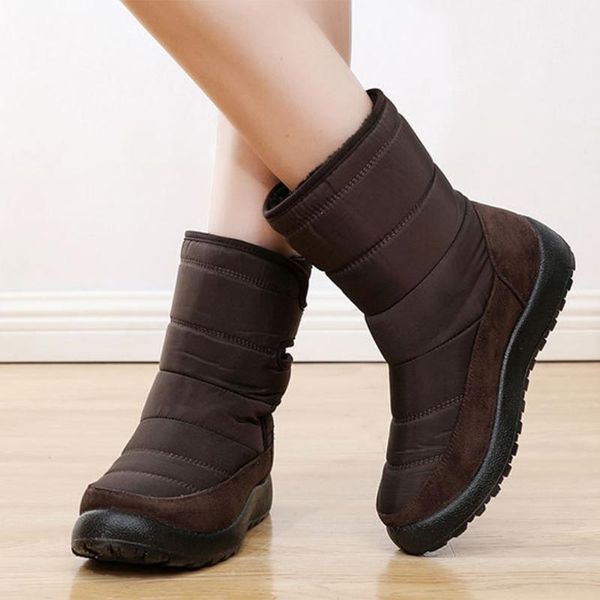 Stiefel Damenschuhe, wasserdicht, bequem, seitlicher Reißverschluss, Goth, Damen, Schnee, Winter, lässig, rutschfest, Damen, Knöchel, Plüsch, pelzig, warm