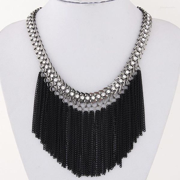 Catene Statement Fashion Women 2023 Vintage Long Rope Chain Crystal Bead Choker Big Collar Nappa Collane Pendenti Gioielli Bijoux