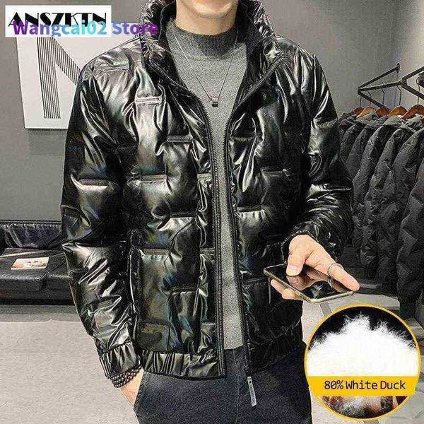 Masculino para baixo Parkas New Fashion White Duck Down Jacket Winter Winter's Brand Standing Collar Zipper Pocket Down Coats Canada Casaco Masculino 022023h