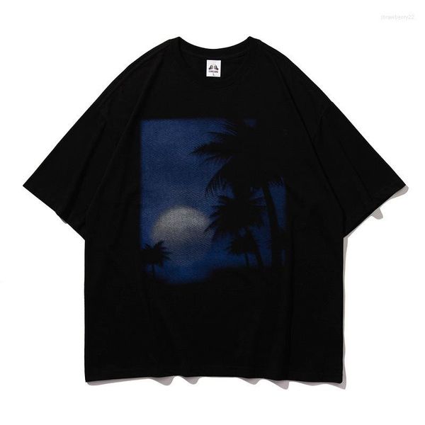 T-shirt da uomo Retro Coconut Tree Stampato TShirt Uomo Donna T-shirt a maniche corte Oversize T-shirt in cotone sciolto Estate