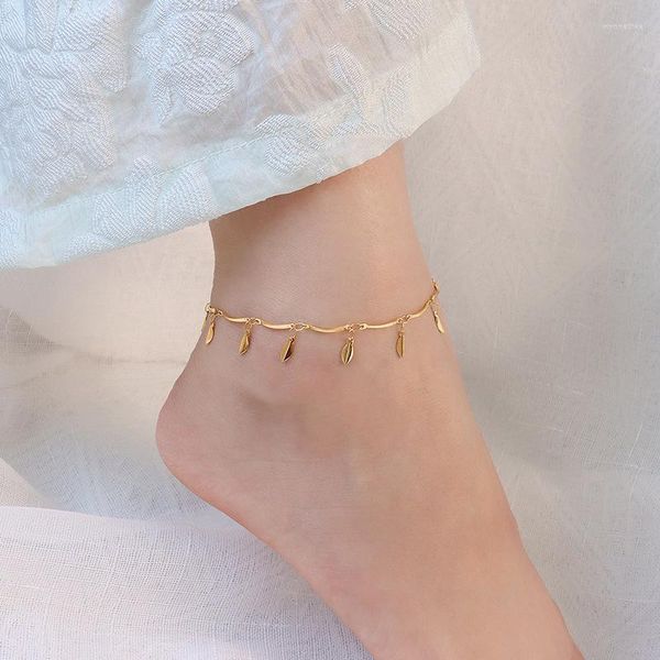 Cavigliere oro bohemien foglie nappa cavigliera per le donne estate spiaggia gamba piede braccialetto gioielli in acciaio inossidabile 2023 tendenza ragazze coreane regalo