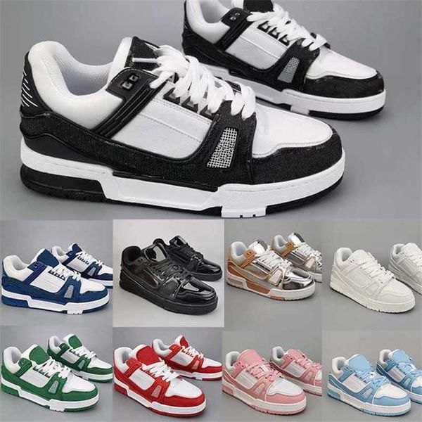 2022 Дизайнерские кроссовки Virgil Trainer Casual Shoes the Calfskin Кожа Abloh White Green Red Blue Letter Platm