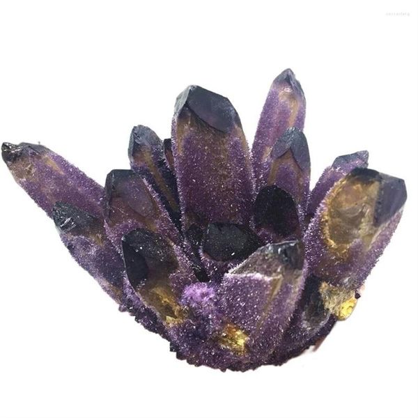 Estatuetas decorativas Reiki Healing Stone estátua Natural Gemstone Crystal Cluster ametista roxo para decoração colecionável