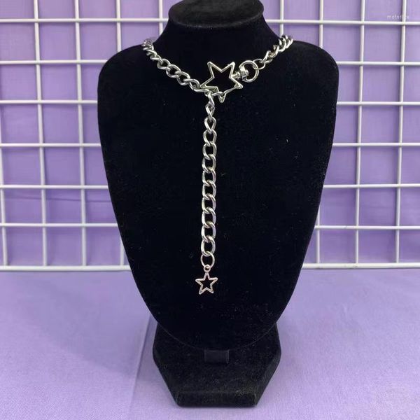 Anhänger Halsketten Hip Hop Kette Stern Lange Halskette Für Frauen Mode Kpop Pentagramm Anhänger Mädchen Grunge Y2k Rave Schmuck Am Hals