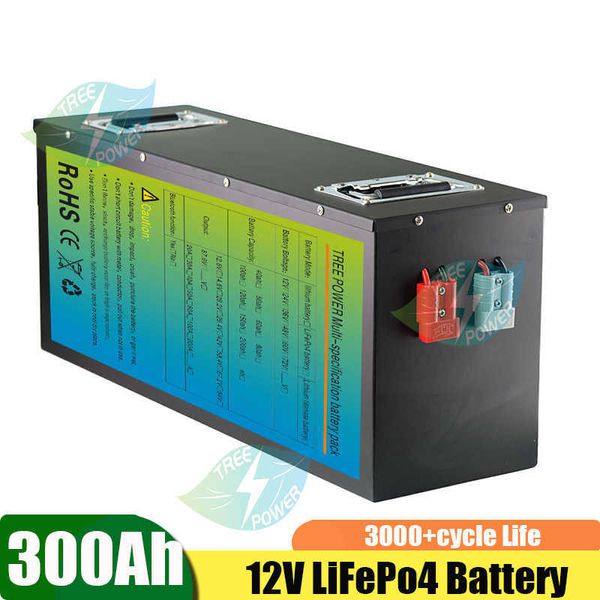 Fabrik 12V Batterie Pack Lifepo4 300Ah Lithiumbatterie mit BMS für Wohnmobil/Yacht/Marine/Solar/Golfwagen