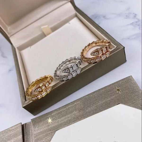 Пары с кольцами для мужчин и женщин широкие и узкие версии роскошное открытое кольцо легко деформировать дамскую серебряную змею полированную кость полная алмаза