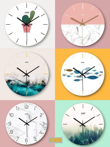 Wanduhren Kreative rahmenlose stille Uhren grüne Blattpflanze Uhr nordische frische Persönlichkeit Wohnzimmer Küche dekorativ