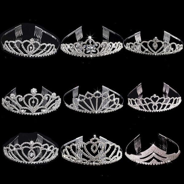 Tiaras princesa Bridal Crystal Tiaras coroas da cabeça Combs Women Girls Conceant Prom Wedding Party Accessiories Fashion Hair Jewelry Z0220