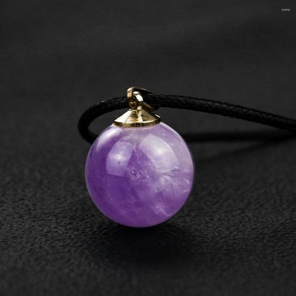 Collane con ciondolo 1pc Collana con sfera di ametista naturale Cristallo viola Quarzo Choker Guarigione Reiki Chakra Donna Ragazza Gioielli Regalo di compleanno