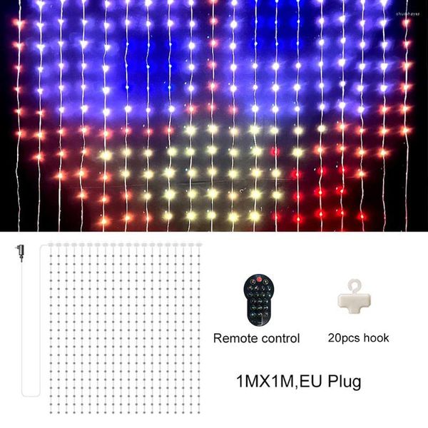 Saiten Tragbare Vorhanggirlande oder Heimjahreslampe 2m LED-Feenlichterkette US Uk EU App-Steuerungslicht Bluetooth RGB