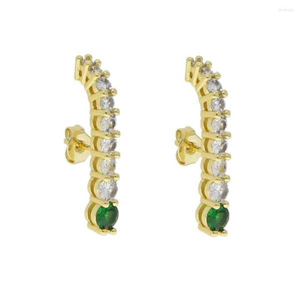 Orecchini a bottone Smooth Long Line Ear Climber con Cz verde per le donne Minimalista Crawlers Studs Piercing Jewelry