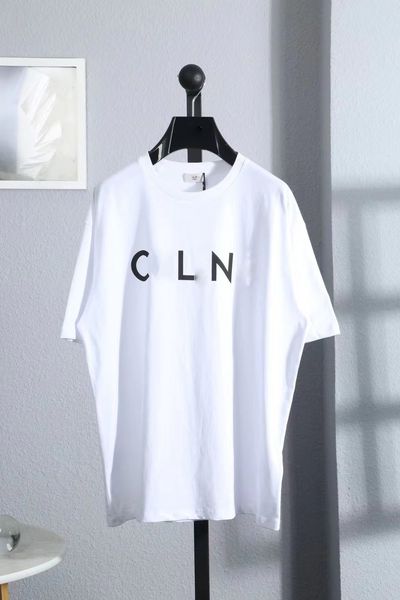 Novo designer de alta qualidade camiseta e polo masculino e feminino algodão elastano casais simples impressão casual magro mangas curtas