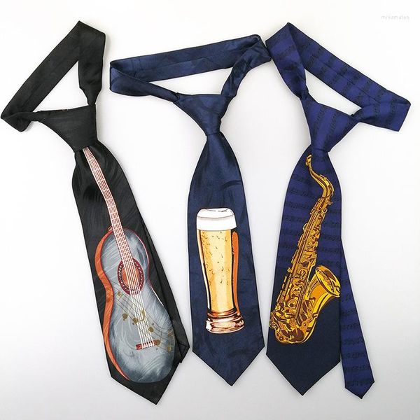 Laço amarra colarinho de corda de cerveja Musical Instrument Padrão de 10cm Tie Men's Gem listrado para homens Acessórios de gravata Casamento
