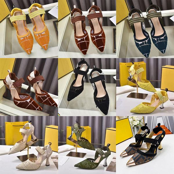 sand￡lias de salto alto para mulheres sexy gaze vestido sapatos de luxo de luxo de luxo de tira traseira traseira snap sandal f￡brica cal￧ados 35-42