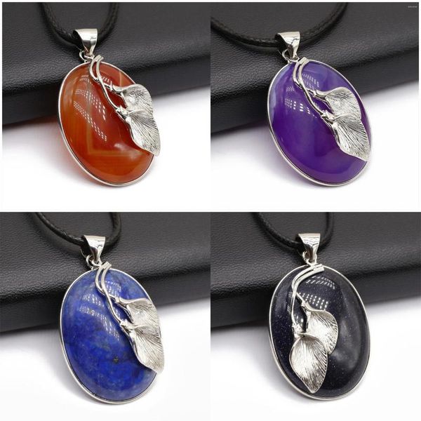 Anhänger Halsketten Natürliche Stein Halskette Vintage Lapis Lazuli Lila Rot Achat Seil Ketten Kristalle Charms Für Frauen Schmuck