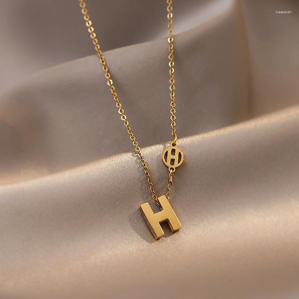 Choker Fashion Dainty Stianless Steel Letter H Подвесное ожерелье Золотое название для женщин -ювелирных изделий