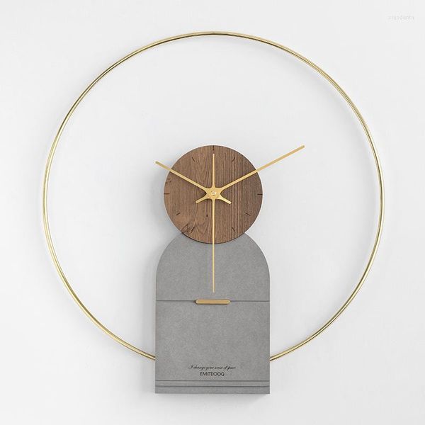 Orologi da parete Orologio di lusso nordico Design moderno Metallo Creativo Legno Clcoks Cucina casa Orologio 3D a led Decorazione soggiorno LQQ99YH