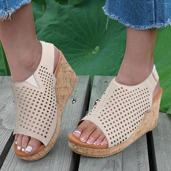 Sandálias mulheres verão verão ao ar livre casual coda peixe boca sapatos de senhora redondo de pé sólido shoe romano retrô de cor sólida