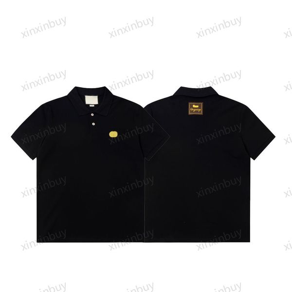 Xinxinbuy Мужчины дизайнерская футболка футболка 23SS Парижская буква вышивка задней метки с коротким рукавом хлопковые женщины белый черный серый xs-2xl