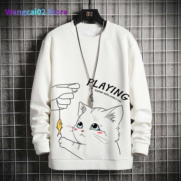 Herren Hoodies Sweatshirts Langarm Harajuku Sweatshirts Männer Neue Mode Cartoon Farbe Hoodie Herren Casual O-Neck Patchwork Sweatshirt für junge Männer 022023h