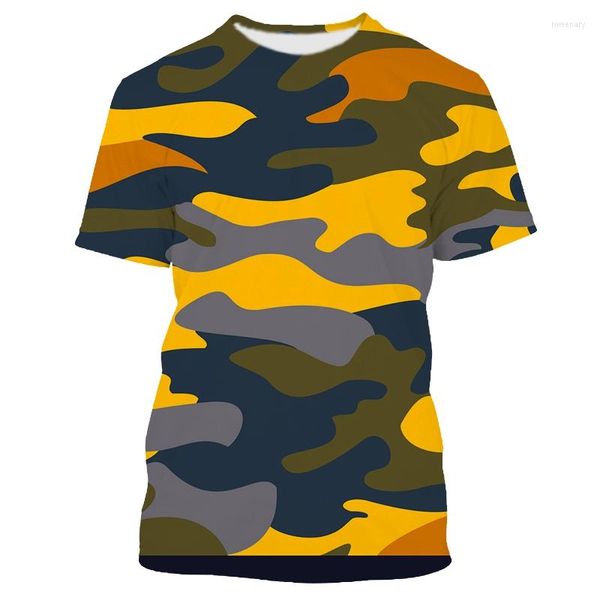 Herren T-Shirts Jumeast 3D Gelb Urban Camouflage Bedrucktes T-Shirt Lässige T-Shirts Mann Übergroße Baggy Kurzarm Sportbekleidung