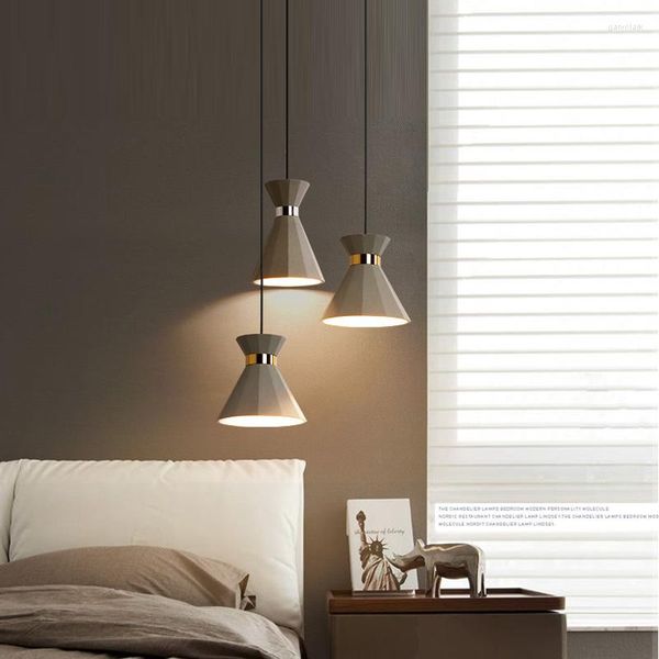 Pendelleuchten Nordic Nachttischlampe Moderne minimalistische Esszimmerleuchten Schlafzimmer Led Retro Art Kleine Einzelkopf-E27-Leuchte