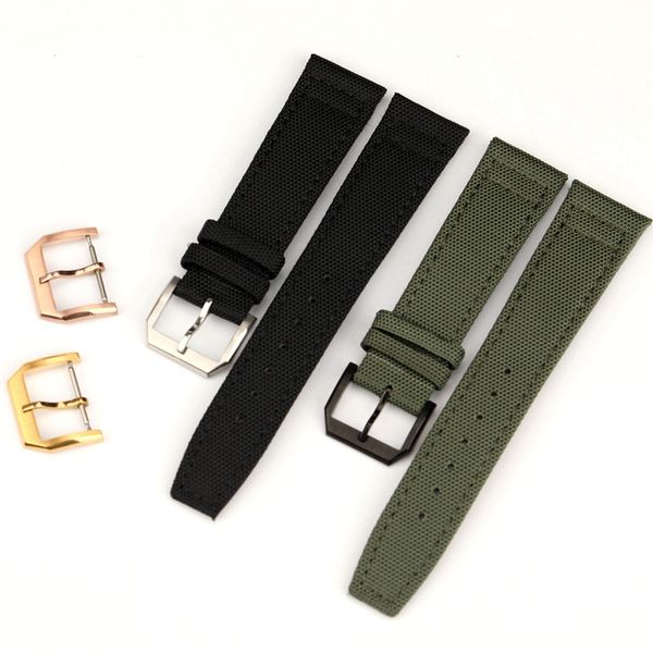 21 mm 115/75 mm Kalbsleder-Canvas-Uhrenarmband Sprign Bar Dornschließe passend für IWC Wirstwatch