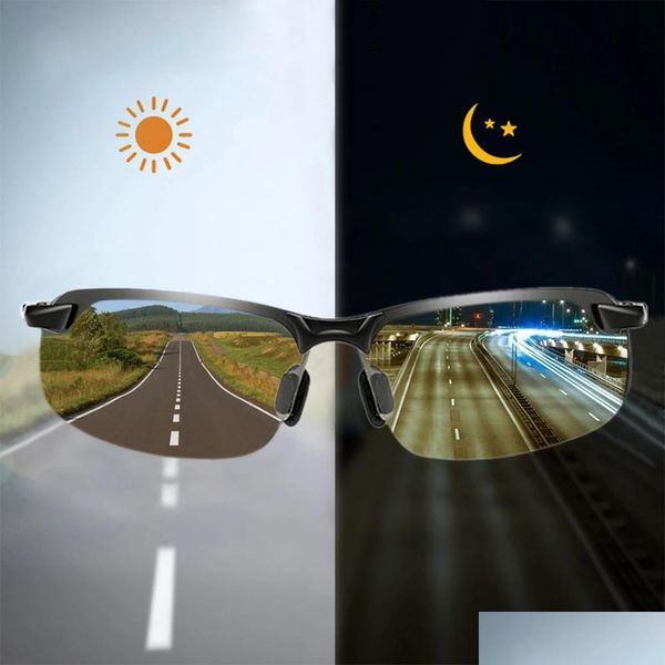 Occhiali da sole da moto Pochromic Men Polarized Driving Chameleon Glasses Maschio Cambia colore Sun Day Night Vision Driver Eyewear Drop Dhcyz