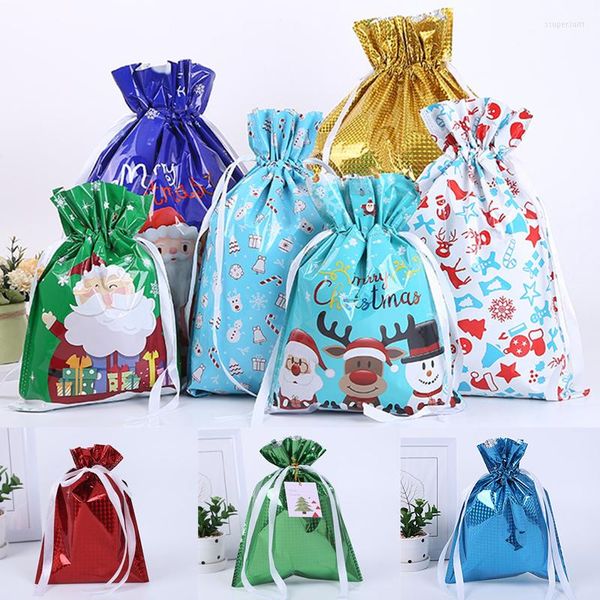 Decorazioni natalizie Set di sacchetti regalo con coulisse Confezione di scatole di caramelle nuziali Anno di confezionamento di feste di compleanno disegnabili