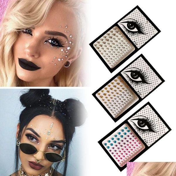 Tatuaggi temporanei tatuaggi cristallo adesivo per glitter eyeliner eyeliner maceup facciale facciale diamanti rocce rocce rochino 3d adesivi 3d drop delivery dhw0d