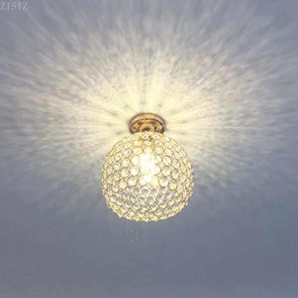 Deckenleuchten ZISIZ Moderne kurze Gang K9 Kristallkugel E27 LED-Birne Lampe Home Deco Schlafzimmer Chrom Eisen Beleuchtungskörper