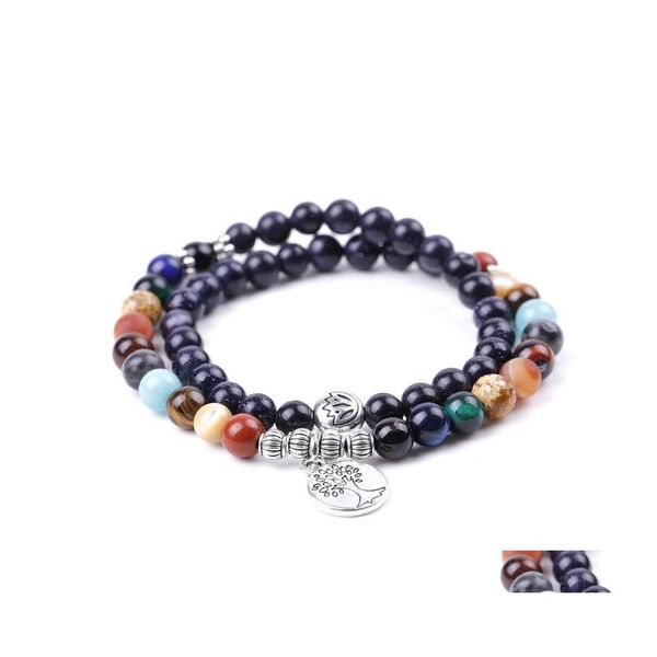 Charm Armbänder Baum des Lebens 6mm Cosmic Galaxy Stone Guard Armband Schichten Wrap Frauen Männer Blau Sand Lange Schmuck Drop Lieferung Dhkqj