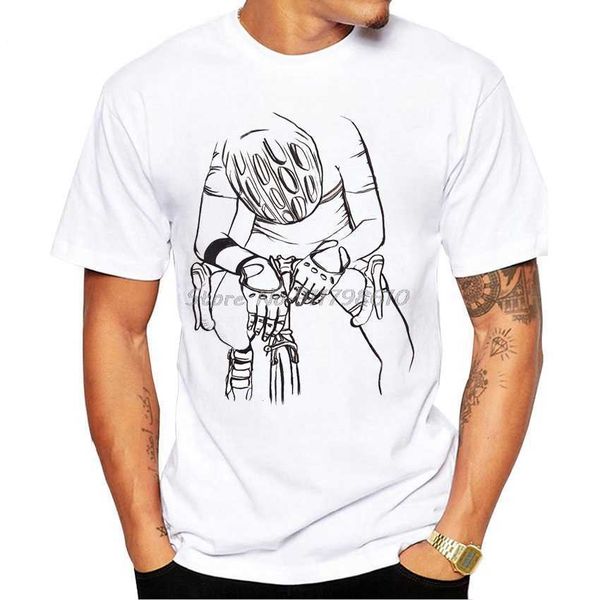 Herren T-Shirts Fahrräder Design Radfahrer Porträt Tattoo Fahrräder Print T-Shirt Sommer Männer Kurzarm Vintage Hip Hop Boy Tops Weiß Casual Tees Z0220