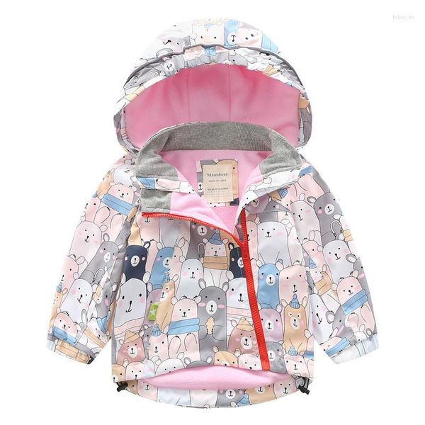 Giacche stile primavera autunno bambino vestiti per bambini neonate cartone animato doppio ponte antivento impermeabile capispalla interno in pile polare