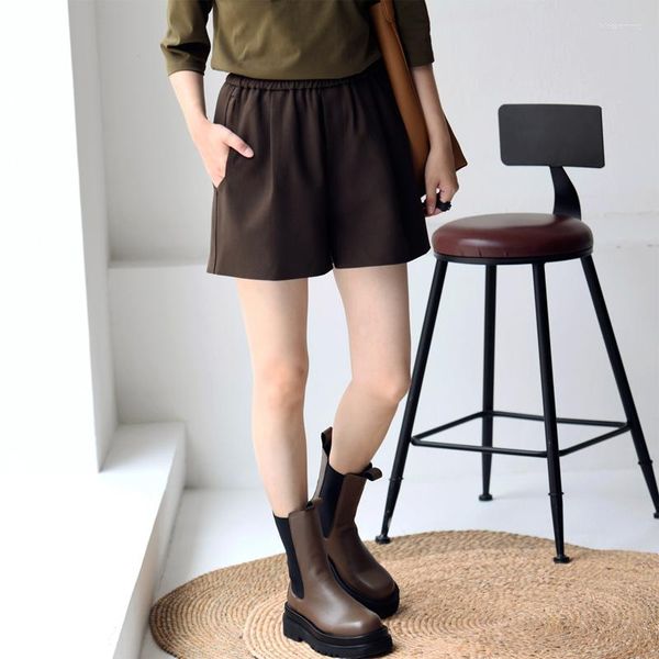 Kadın Şort Micoco K6660C Kore sürümü Basit ve rahat elastik yüksek bel düz tüp ince gündelik ayak bileği botları pantolon kadın