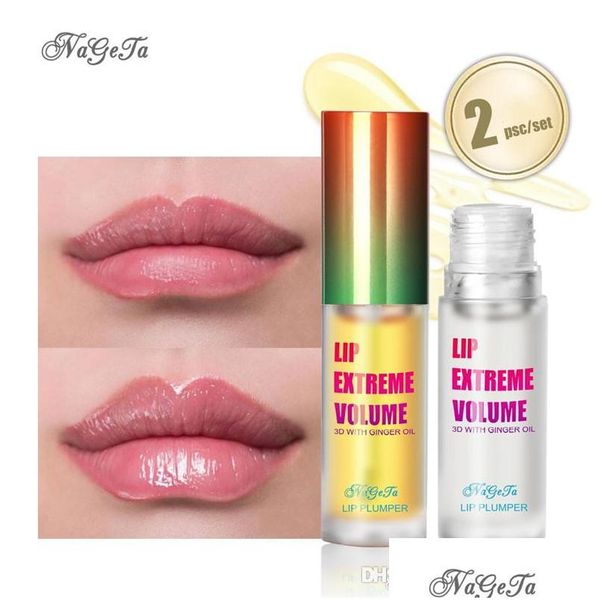 Lip Plumper Nageta Set Ingwer-Pfefferminzöl verbessert pralle Lippen Pflegewerkzeug Essence Balm Plant Drop Delivery Health Beauty Makeup Dhbj5