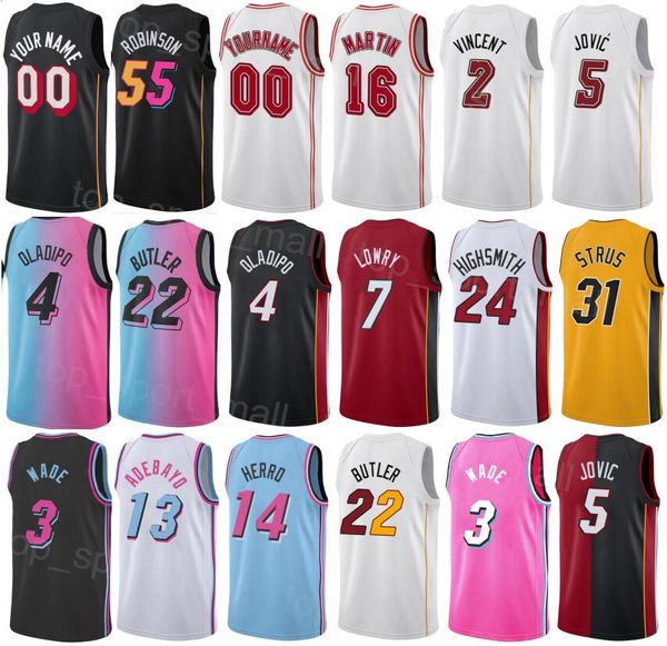 Man Kids Bedrucktes Basketball-Trikot von Gabe Vincent 2 Caleb Martin 16 Haywood Highsmith 24 Jimmy Butler 22 Max Strus 31 Bam Adebayo 13 Kevin Love 42 Für Sportfans verdient