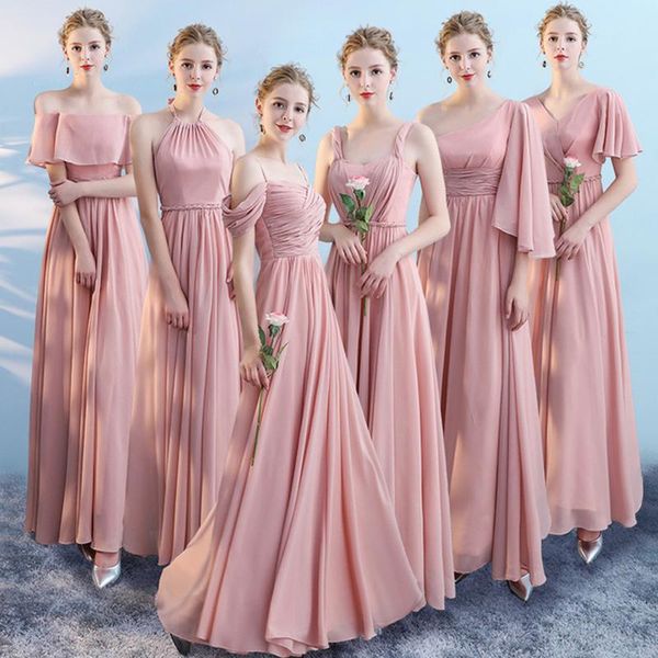 Casual Kleider Rosa Lange Einfarbig Bankett Prinzessin Kleid Frauen Traditionelle Chinesische Abendkleid Party