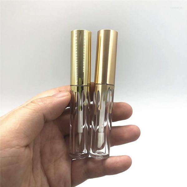 Bottiglie di stoccaggio 10-50 pezzi 2,5 ml 4 ml Tubi vuoti per lucidalabbra Goccia d'acqua Mascara trasparente con tappo dorato Flacone per eyeliner ondulato Contenitore riutilizzabile