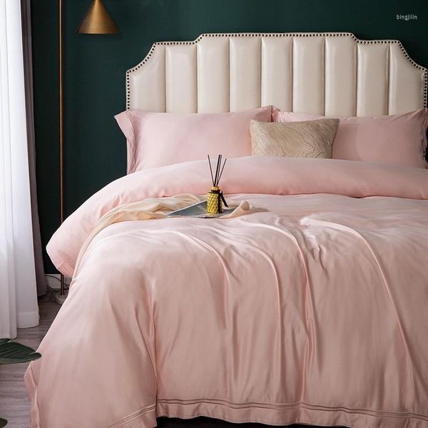 Set di biancheria da letto Copripiumino in fibra di bambù ecologico grigio rosa verde colore copripiumino federe 4 pezzi in vendita