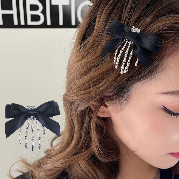 Fermaglio per capelli teschio Bowknot personalizzato Harajuku Scheletro Mano Fantasma Osso Artiglio Halloween Copricapo Barrettes Accessori per capelli