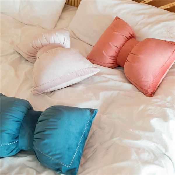 Pillow Bow em forma de veludo traseiro recheado 35x50cm