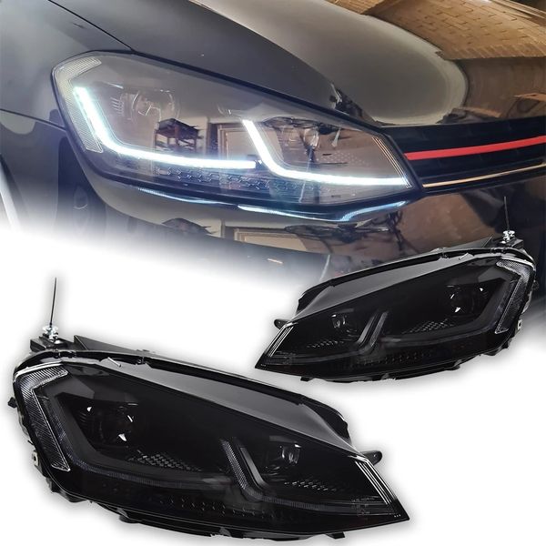 LED-Scheinwerfer für VW Golf 7.5 20 13–20 20 Golf 7 Scheinwerfer DRL Hid-Scheinwerfer, dynamisches Signal, Bi-Xenon-Licht