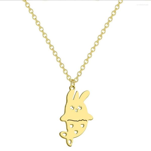 Collane con ciondolo Collana carina Collana in acciaio inossidabile Pet Hare Baby Animal Mermaid Cartoon Chain Choker For Girls Kids Jewelry