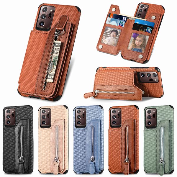 Shockpereplose Phone Case для Samsung Galaxy S23 S22 S21 S20 Note20 Ultra Note20 Plus TPU PC PU Кожаный корпус с магнитной пакетом карт молнии на молнии