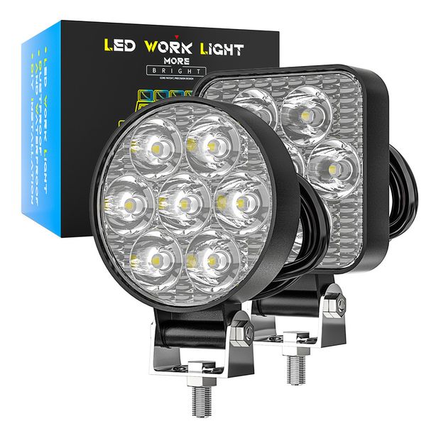 21 W 7 LED-Arbeitsscheinwerfer, Mini-LED-Auto-Nebelscheinwerfer, Arbeitsscheinwerfer, 12 V, 24 V, LKW, SUV, 4 x 4, Allradantrieb, technische Scheinwerfer, Offroad-LED-Rundscheinwerfer