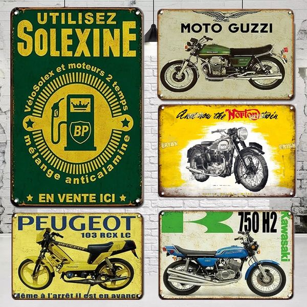 Retro nostalji motosikletler sanat boyama metal poster teneke işaret motor poster vintage ev garaj oturma odası benzin istasyonu duvar dekor metal plaka tabelaları 30x20cm w01