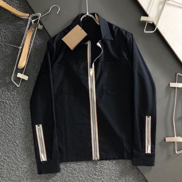 Jackets masculinos EWSFV 2023 Autumn Moda Moda Men's Solid Color Polo Collar Jacket de alta qualidade Grande Zipper casual de mangas compridas casaco